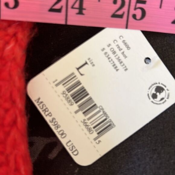 NWT FREE PEOPLE fuzzy textured pullover red L - Picture 6 of 9